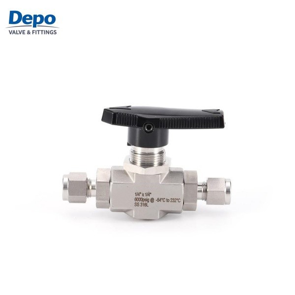 Robinet à bille à double virole en acier inoxydable SS316, 6 000 psi (raccord de tube)